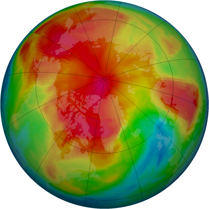 Arctic ozone map for 25 February 1999